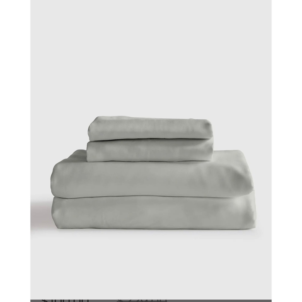 Quince Organic Bamboo Queen Sheet Set Eucalyptus NWT 4 Piece